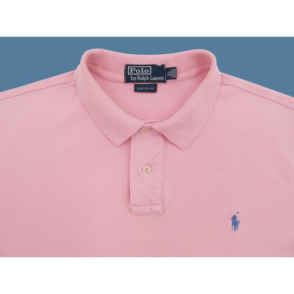 Polo Ralph Lauren Polo Shirt Men’s XL Pink Custom Fit Blue Pony Logo Short Sleev - Picture 2 of 13